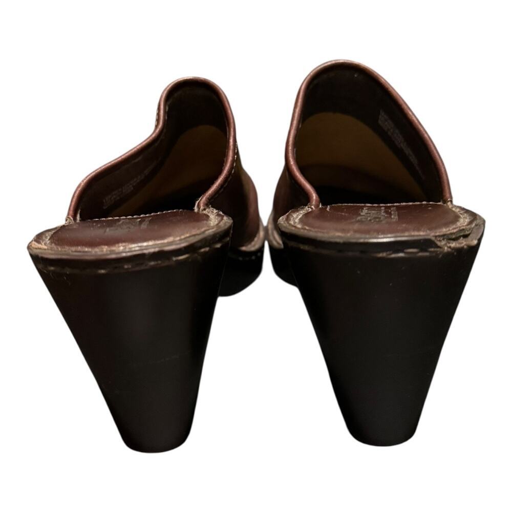 Born Brown Leather Mule Clogs Womens Size 8 EU 39 Slip On Comfort Heeled Shoes - Picture 6 of 10